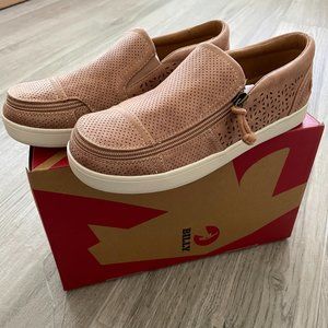 BILLY Footwear Zip On Perforated Low Beige Nude Loafer Shoes Size 8 NEW